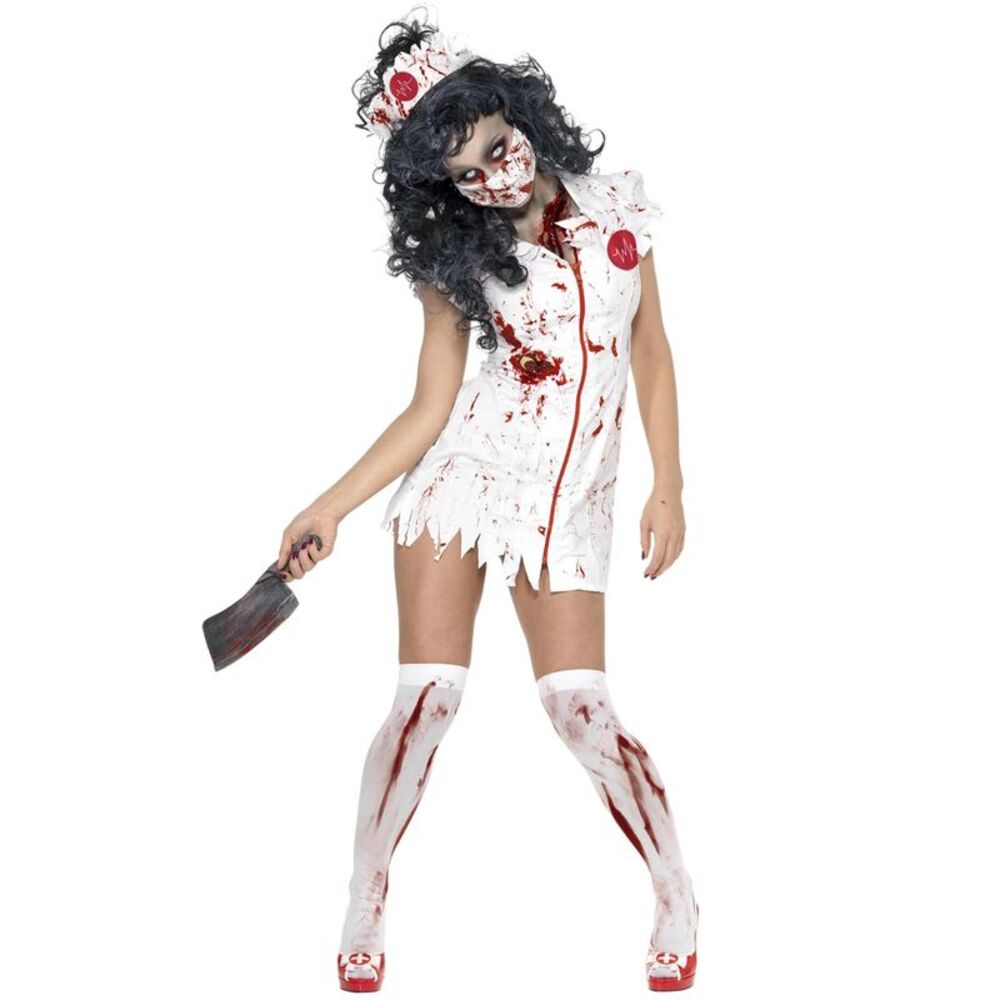 Smiffys Womens/Ladies Zombie Nurse Halloween Costume Set / White/Red